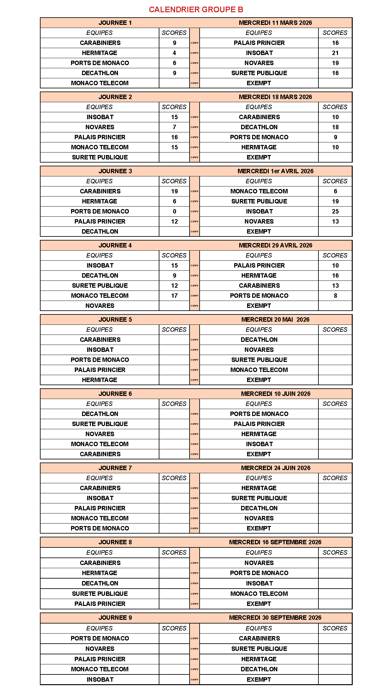 calCHALLENGE GROUPE B